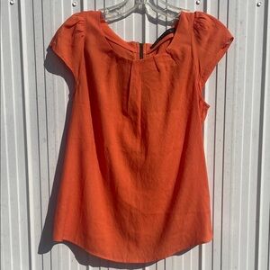 Zara Bold Orange Cap Sleeve Blouse